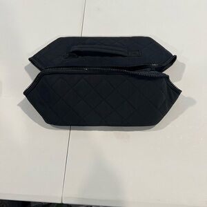 Quilted Black Zip Cosmetic Case